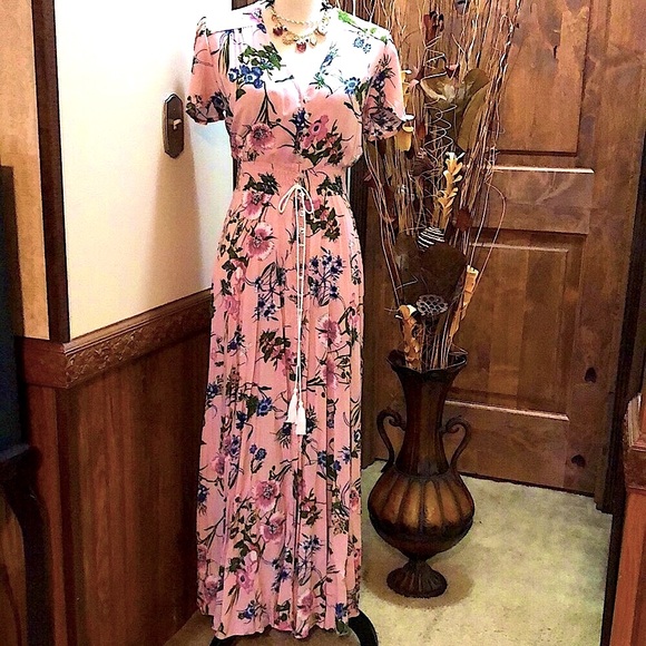 Last One! NWT Sexy Front Button Floral Maxi Dress - Picture 1 of 8